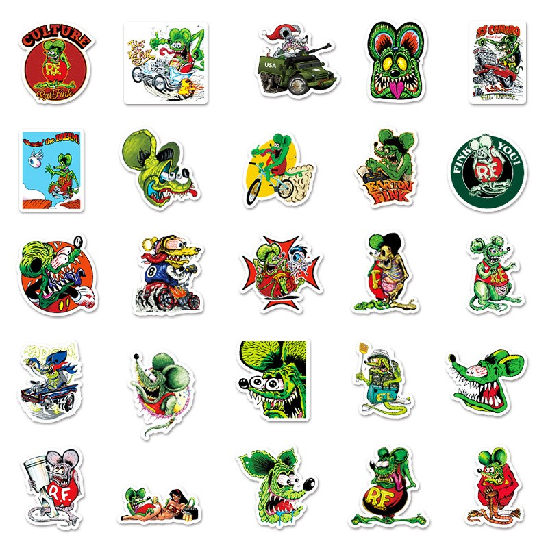 50Pcs/Lot Rat Fink Stickers mouse graffiti Stickers for DIY Luggage Laptop Skateboard Motorcycle Bicycle Sticker