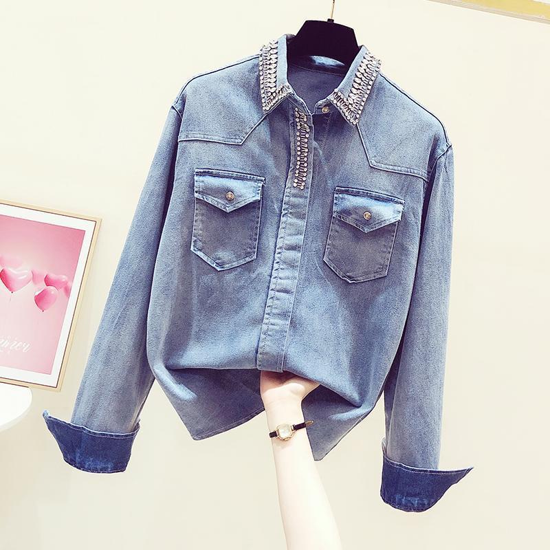 Women' Blouses & Shirts Streetwear Denim Shirt 2022 Spring Autumn Fashion Long-Sleeved Loose Casual Jeans Coat Top Female Jean Blouse Jacke, Denim blue
Women' Blouses & Shirts Streetwear Denim Shirt 2022 Spring Autumn Fashion Long-Sleeved Loose Casual Jeans Coat Top Female Jean Blouse Jacke, Denim blue