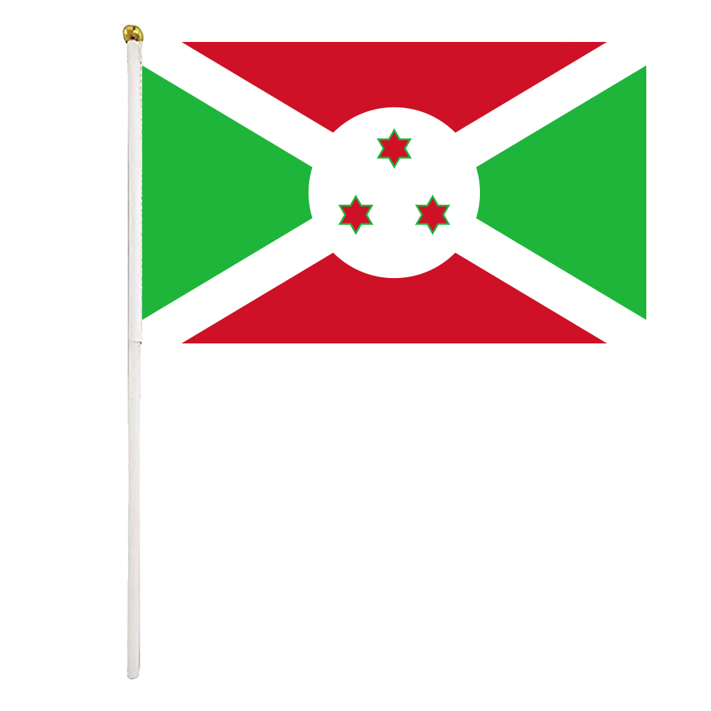Burundi Hand Waving Flag 14X21CM Premium Polyester Mini World Country Flag Banner With Plastic Flagpole
Burundi Hand Waving Flag 14X21CM Premium Polyester Mini World Country Flag Banner With Plastic Flagpole