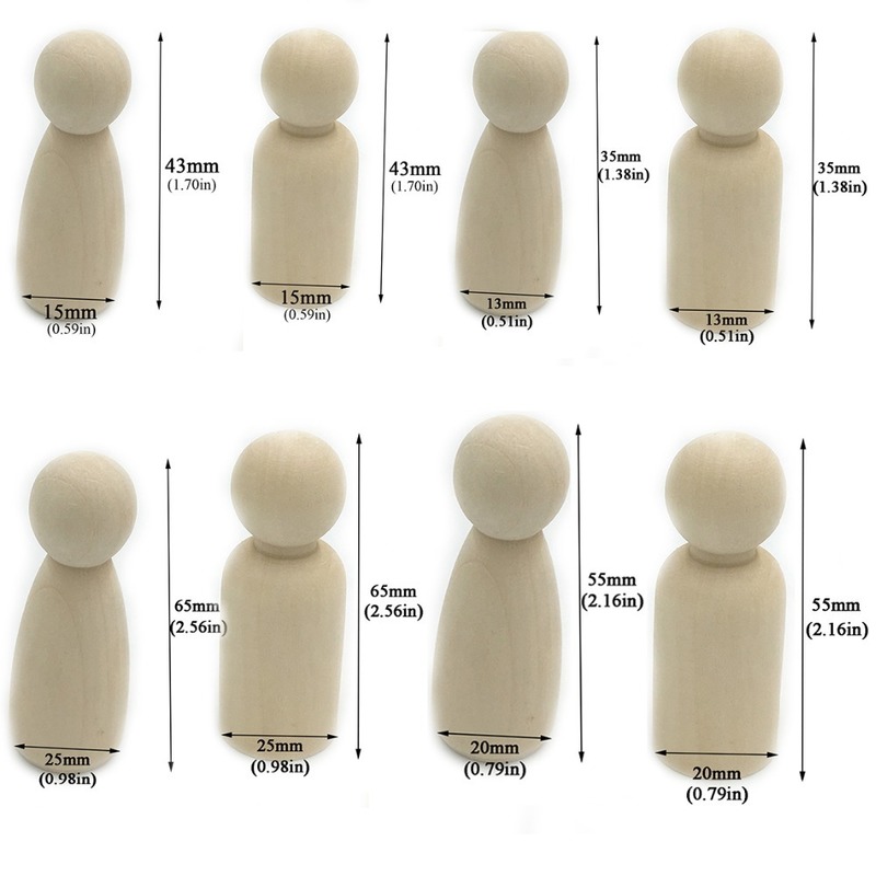 100pc/lot boy Peg Dolls 1.35" Solid Hardwood Natural Unfinished Turnings-Ready for Paint or Stain-Waldorf Wooden People 220507