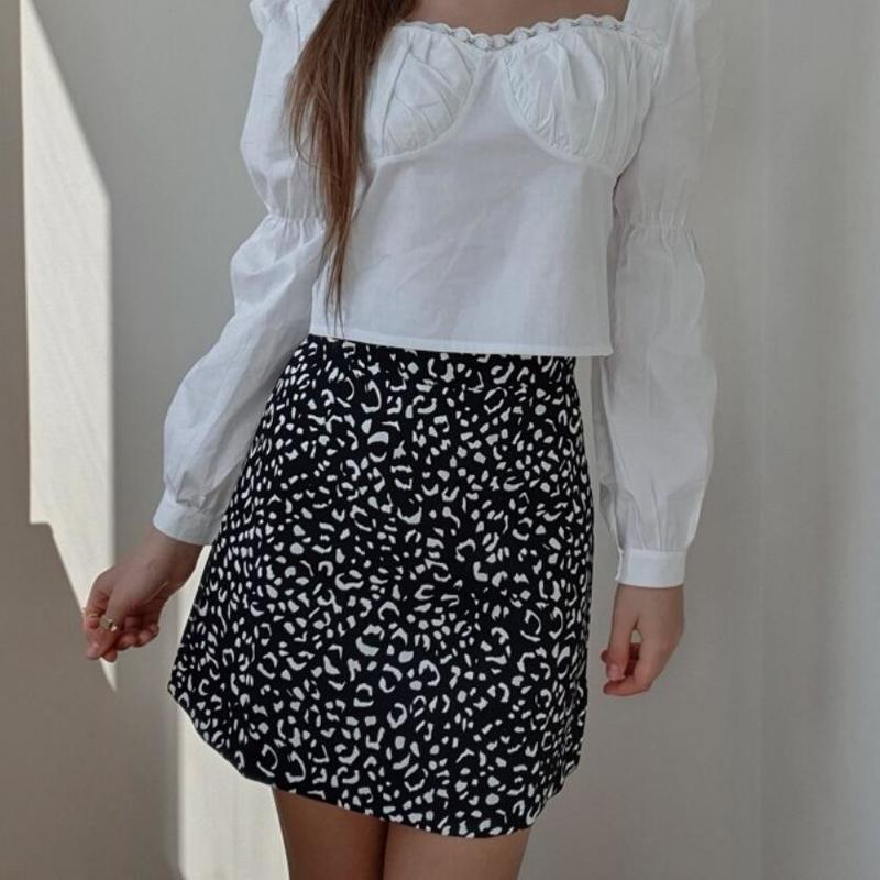 Color Leopard Print Temperament A Short Skirt Womens Spring Korean Slim Skirt Joker High Waist Hip Skirt 220701