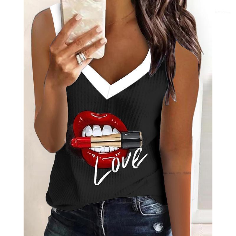 Women' Tanks & Camis Sleeveless Top Women Letter Lip Print 2022 Harajuku Summer V-Neck Patchwork Casual Loose Fashion Streetwear Ladies Ves, Black
Women' Tanks & Camis Sleeveless Top Women Letter Lip Print 2022 Harajuku Summer V-Neck Patchwork Casual Loose Fashion Streetwear Ladies Ves, Black