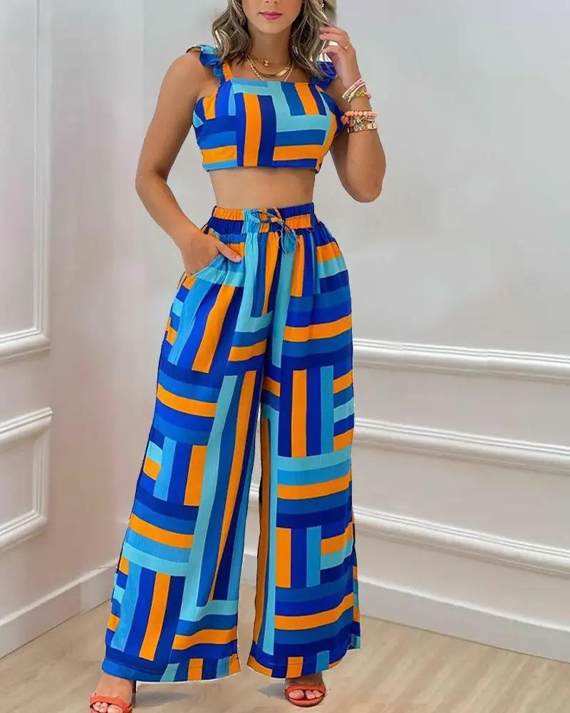 Women' Two Piece Pants Women Chic Print Butterfly Sleeveless Crop Top And Long Straight Set Casual SetsWomen, Blue
Women' Two Piece Pants Women Chic Print Butterfly Sleeveless Crop Top And Long Straight Set Casual SetsWomen, Blue