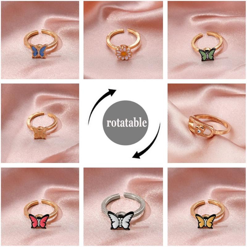 Cluster Rings Spinner Ring Rotate Fidget Anti Anxiety Cute Butterfly And Daisy Flower Sunflower Adjustable For Women Girl Y2K JewelryCluster
Cluster Rings Spinner Ring Rotate Fidget Anti Anxiety Cute Butterfly And Daisy Flower Sunflower Adjustable For Women Girl Y2K JewelryCluster