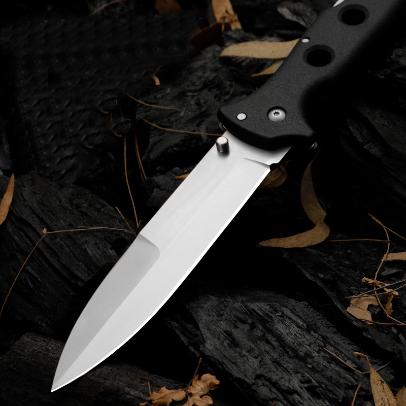 10ACXC Folding Knife AUS10A Satin Blade Griv-Ex Stainless Steel Sheet Handle Survival Tactical Folder Knives with Retail Box