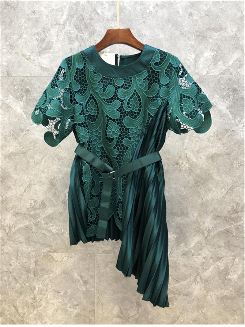 Women' Blouses & Shirts 2022 Summer High Quality Women Crochet Lace Embroidery Patchwork Short Sleeve Pleated Tops Green Blue White
Women' Blouses & Shirts 2022 Summer High Quality Women Crochet Lace Embroidery Patchwork Short Sleeve Pleated Tops Green Blue White