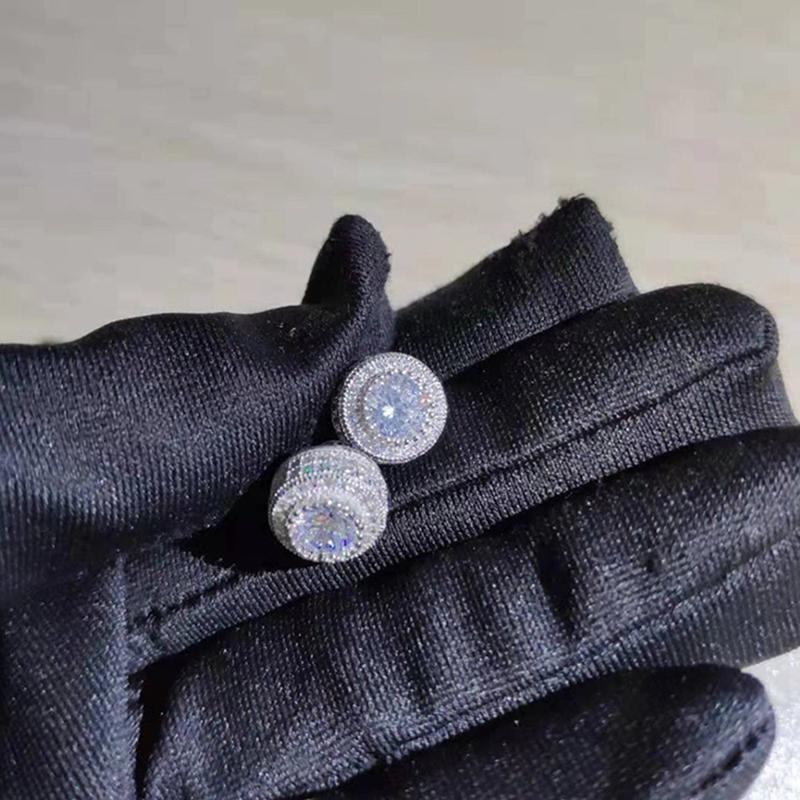 Men's Chilled Moissanite Earrings - Pure Silver Hip Hop Jewelry