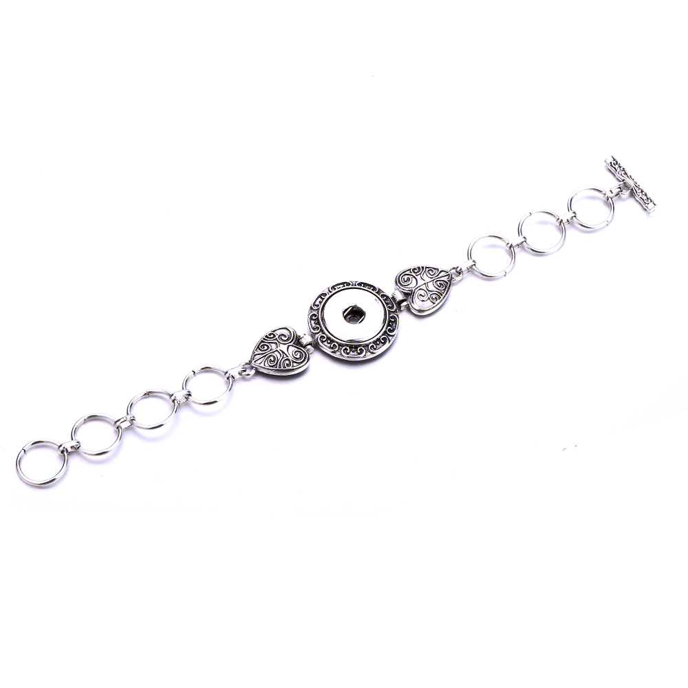 18mm snap button heart charm Bracelet silver gold link chain snaps buttons Bracelets Jewelry for women men