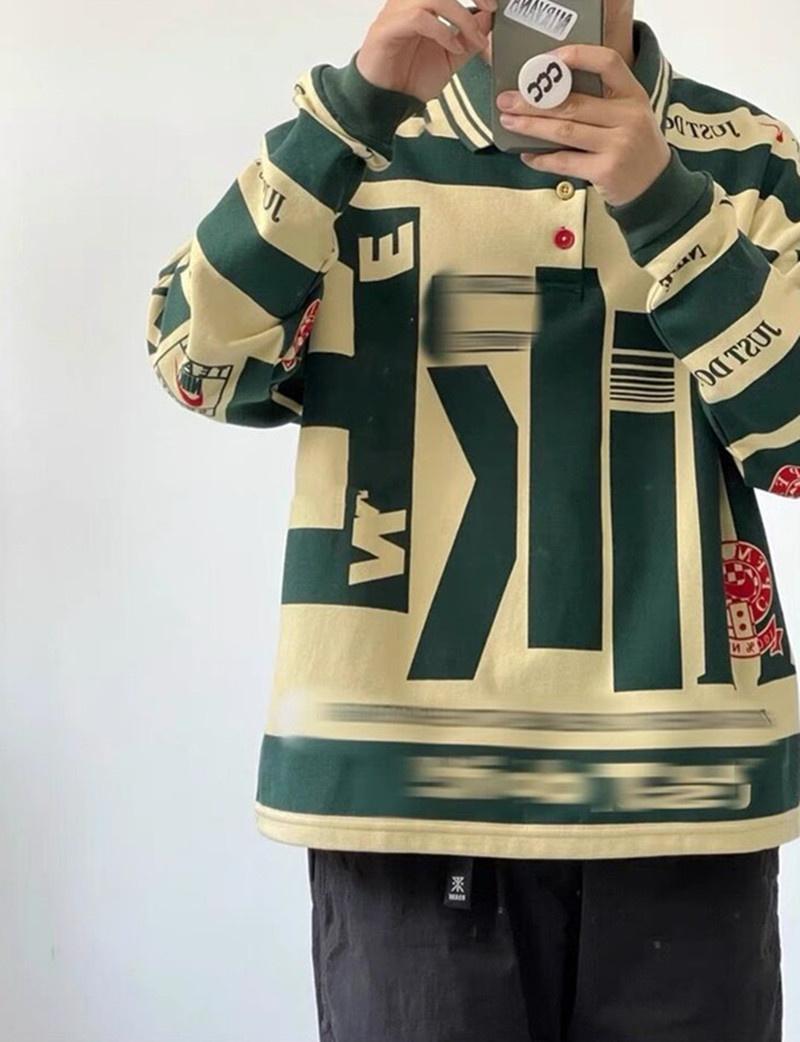 Men' Polos Autumn Men' Fashion Trend Printing Long-sleeved Pullover Collar Design Loose American Retro Hip-hop Street Casual WearMen, Black
Men' Polos Autumn Men' Fashion Trend Printing Long-sleeved Pullover Collar Design Loose American Retro Hip-hop Street Casual WearMen, Black