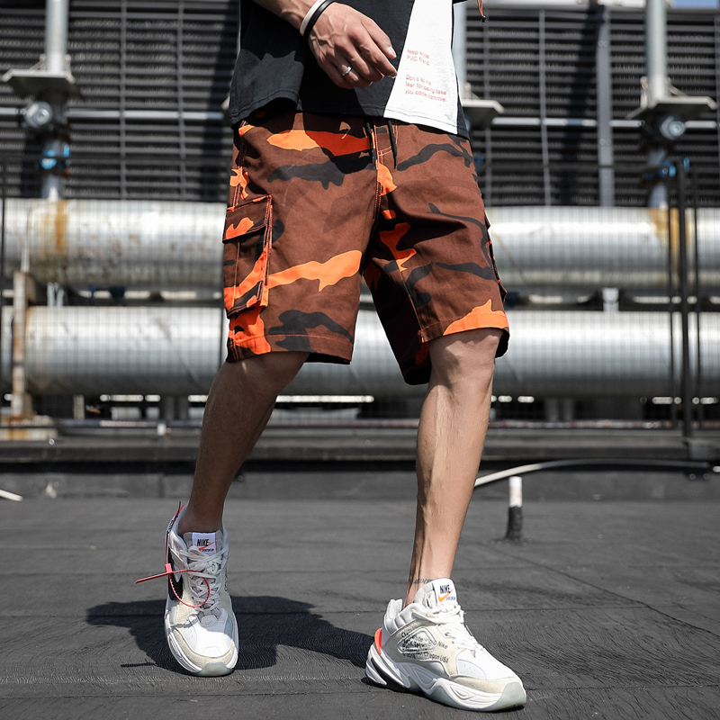 LBL Mens Shorts Summer Cargo Shorts Fashion Knee Length Drawstring Men Shorts Cotton Camouflage Work Bermudas Masculina 5XL 220507