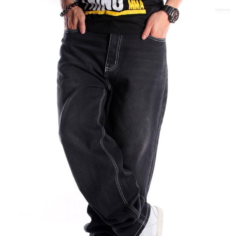 Men's Jeans Street Black Washed Hip-Hop Loose Plus Size Youth Trousers Bert22