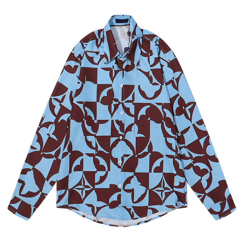 New Spring Autumn Long Sleeve DesignerS Bowling Shirts Men Fashion Floral Print Dress Shirt Man RegularFit Casual Shirt PLUS