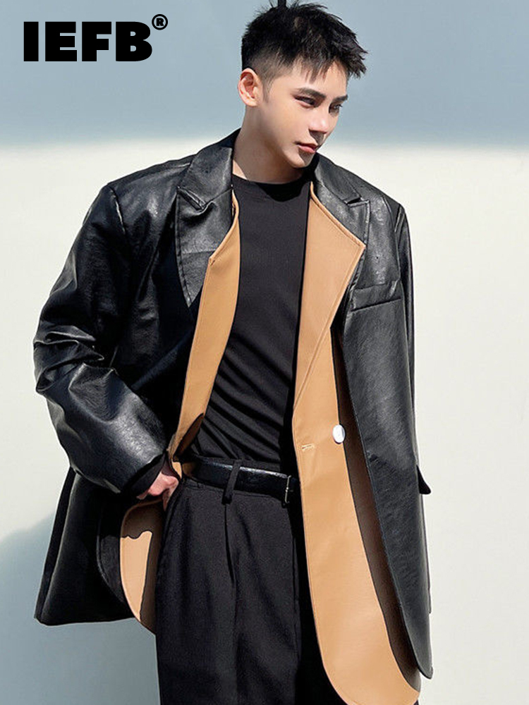 IEFB Fashion Detachable Splicing PU Leather Suit Jacket Men's Silhouette Colorblocked Blazer Loose Clothing 9A0610 220816, Black
IEFB Fashion Detachable Splicing PU Leather Suit Jacket Men's Silhouette Colorblocked Blazer Loose Clothing 9A0610 220816, Black