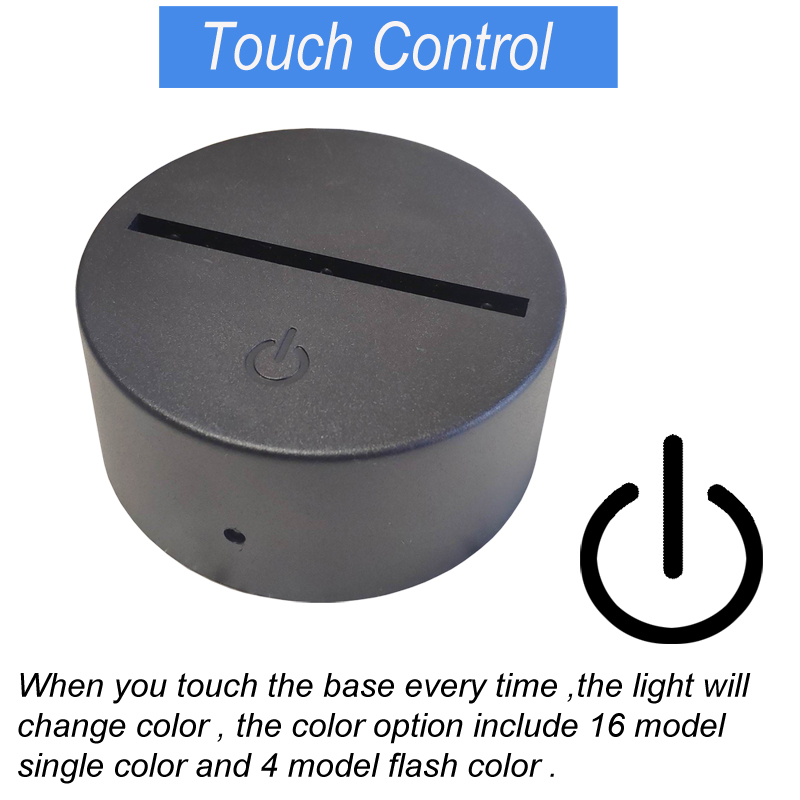 RGB 3D Night Lights Base for Illusion Lamp 4mm Acrylic Panel AA Battery or DC 5V USB Nights Lights 16 Colors IR Remote Control Black White USA STOCKS