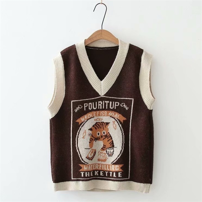 Urifens Preppy Style Sweater Vest Korean V Neck Sleveless Letter Cat Sweater Vest Women Loose Vintage Female Jumper LN18U 220719, S black
Urifens Preppy Style Sweater Vest Korean V Neck Sleveless Letter Cat Sweater Vest Women Loose Vintage Female Jumper LN18U 220719, S black