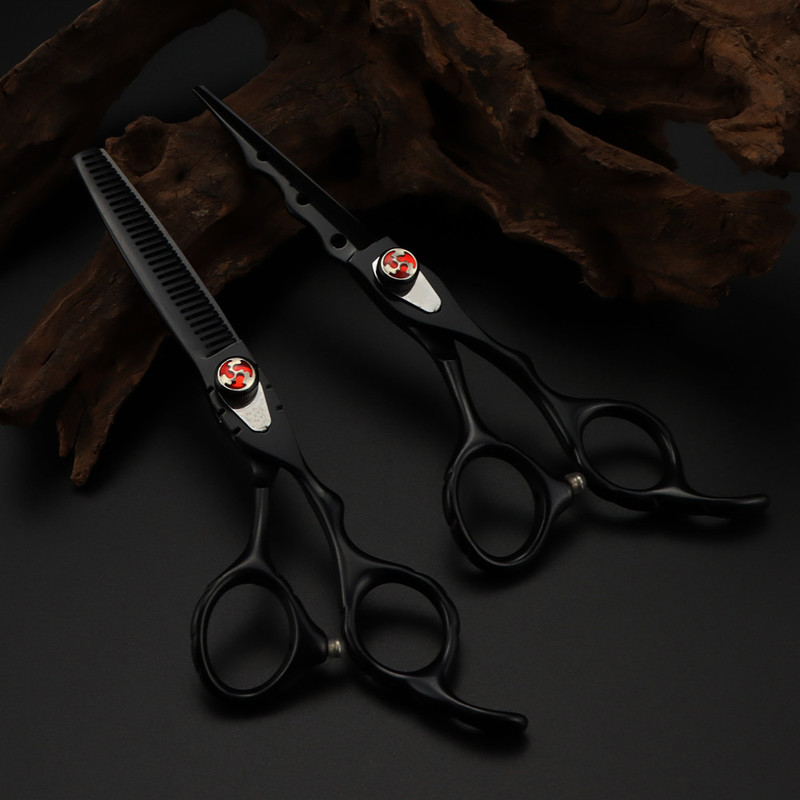 Professional Japan steel 6 '' 7 colors Flame gem hair scissors set cutting barber haircut thinning shears hairdressing 220317