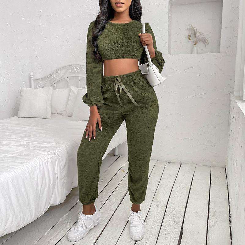 Women' Two Piece Pants 2022 Winter Women Fleece Set Cropped Top + Skinny Bodycon Sweatpants Sports Jogger Outfits Wholesale, Black
Women' Two Piece Pants 2022 Winter Women Fleece Set Cropped Top + Skinny Bodycon Sweatpants Sports Jogger Outfits Wholesale, Black