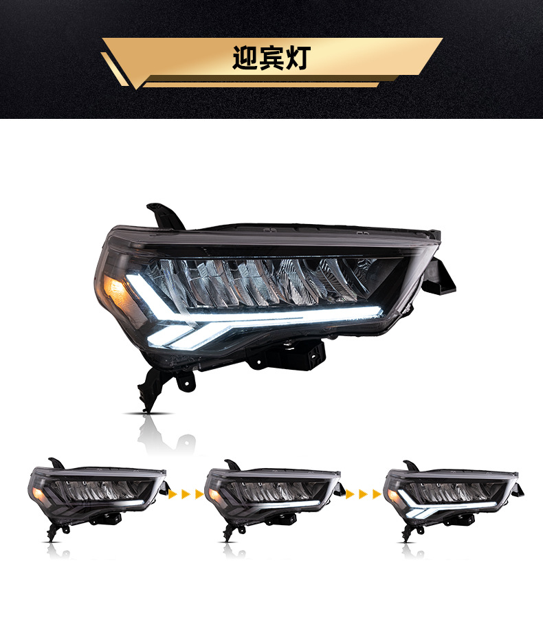 full LED head lights for toyota 4Runner 2014-2021 high beam turn signal DRL sidemarker headlight led front lamp