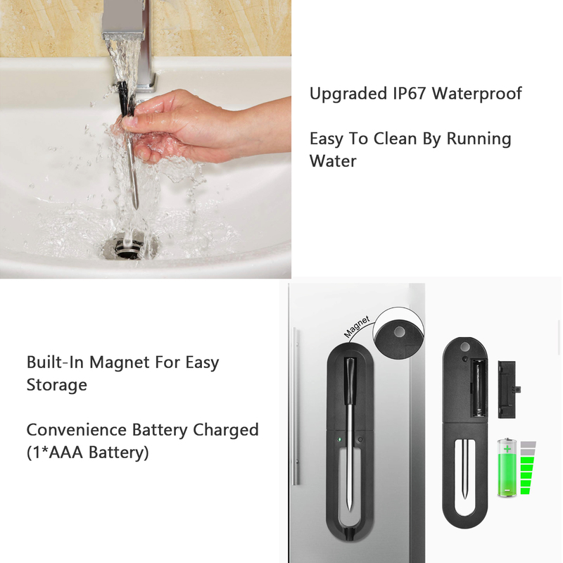 Meat Thermometer Wireless for Oven Grill BBQ Smoker Rotisserie Bluetooth Connect Digital Kitchen Tools Barbecue Accessories 2205104111269