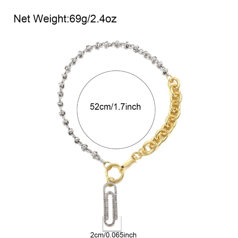 Pendant Necklaces Flashbuy Design Rhinestone Paper Clip Necklace For Women Fashion Safety Pin Thick Chain JewelryPendant