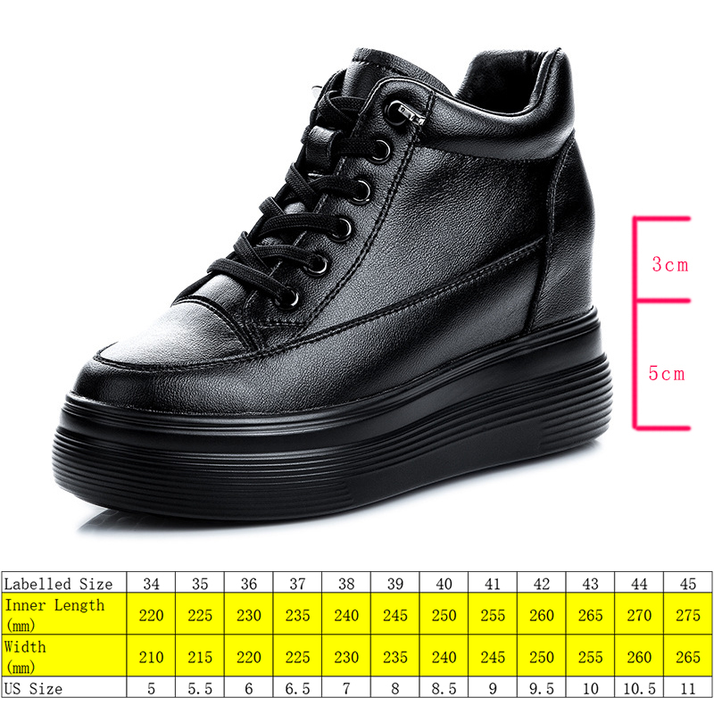 8cm Platform Wedge Sneaker Women Shoes Genuine Leather High Top Women Fashion Sneakers High Heel Spring Summer Shoes Comfy, Black 2
8cm Platform Wedge Sneaker Women Shoes Genuine Leather High Top Women Fashion Sneakers High Heel Spring Summer Shoes Comfy, Black 2