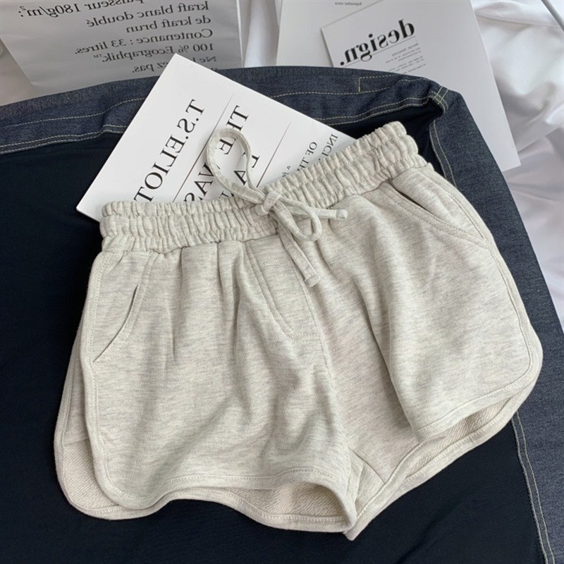Summer Loose Shorts Women Fashion Casual Fitness Shorts Ladies Grey Black Solid High Waist Shorts Elastic Waist 220527