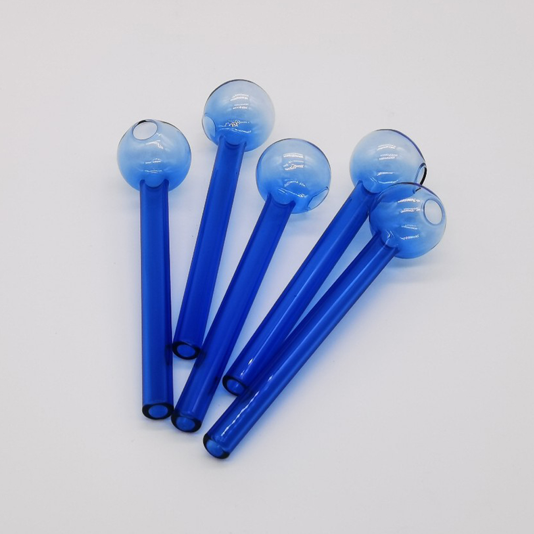 Blue Glass Oil Burner Handmade Smoking Pipe Tube for Tobacco Wax Oil