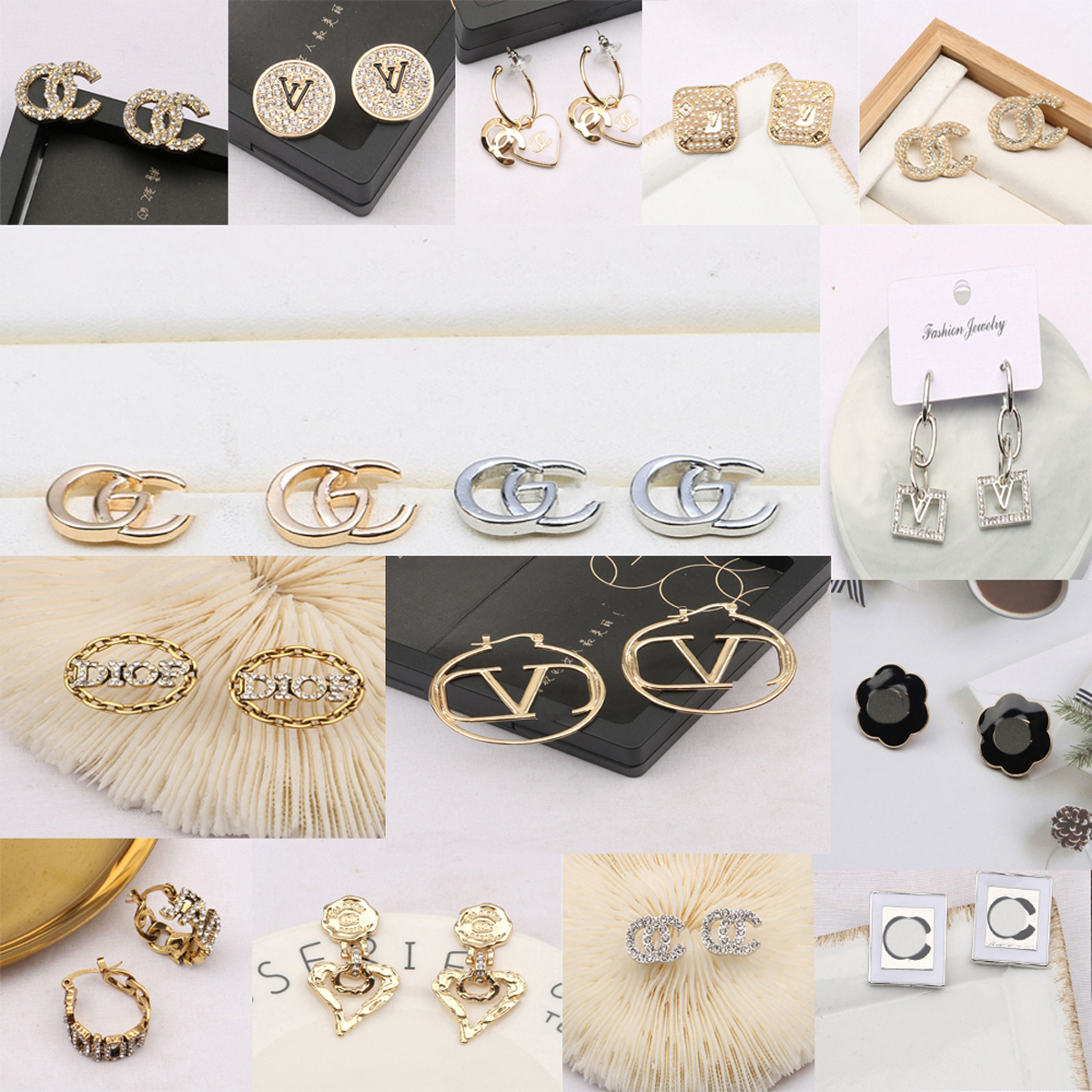 18K Gold Plated 925 Silver Simple Luxury Brand Designer Letters Stud Geometric Famous Women Crystal Rhinestone Pearl Earring Wedding Party Jewelry
18K Gold Plated 925 Silver Simple Luxury Brand Designer Letters Stud Geometric Famous Women Crystal Rhinestone Pearl Earring Wedding Party Jewelry