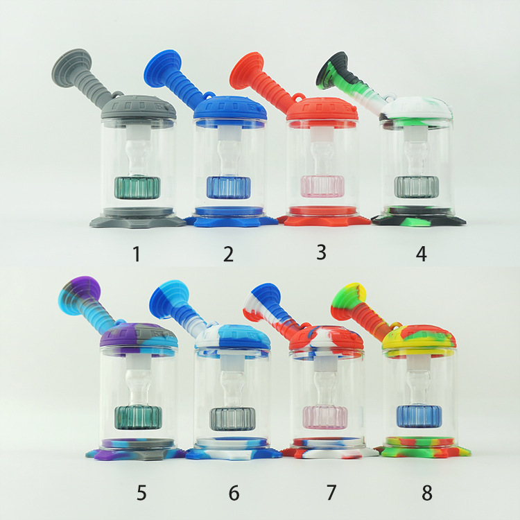 Hookahs Glass Water Bongs 9 Colors Assemble Silicone Bong Easy clean Dab Rig with 4mm quartz banger or bowls small rigs glassbongs
Hookahs Glass Water Bongs 9 Colors Assemble Silicone Bong Easy clean Dab Rig with 4mm quartz banger or bowls small rigs glassbongs