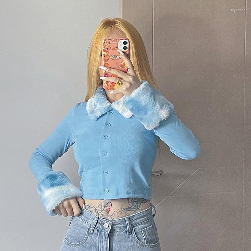 Women' Knits & Tees Blue Plush Ribbed Knit Ladies Cardigan Sweater Furry Collar Long Sleeve Slim Fall/Winter Women' KnitwearWomen' Ol
Women' Knits & Tees Blue Plush Ribbed Knit Ladies Cardigan Sweater Furry Collar Long Sleeve Slim Fall/Winter Women' KnitwearWomen' Ol