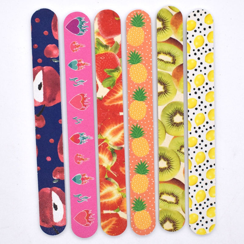 Fruit print Nail File Buffer Sanding Washable Manicure Tool Nail Art Polish Sandpaper Strip Bar Polishing