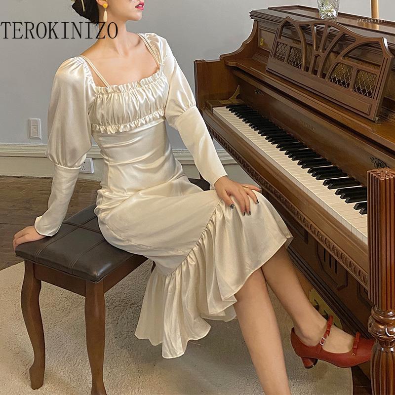 Casual Dresses TEROKINIZO Satin Dress Women Korean Chic Square Collar Puff Sleeve Party French High Waist Mid Calf Lady Vestidos 891, Champagne
Casual Dresses TEROKINIZO Satin Dress Women Korean Chic Square Collar Puff Sleeve Party French High Waist Mid Calf Lady Vestidos 891, Champagne
