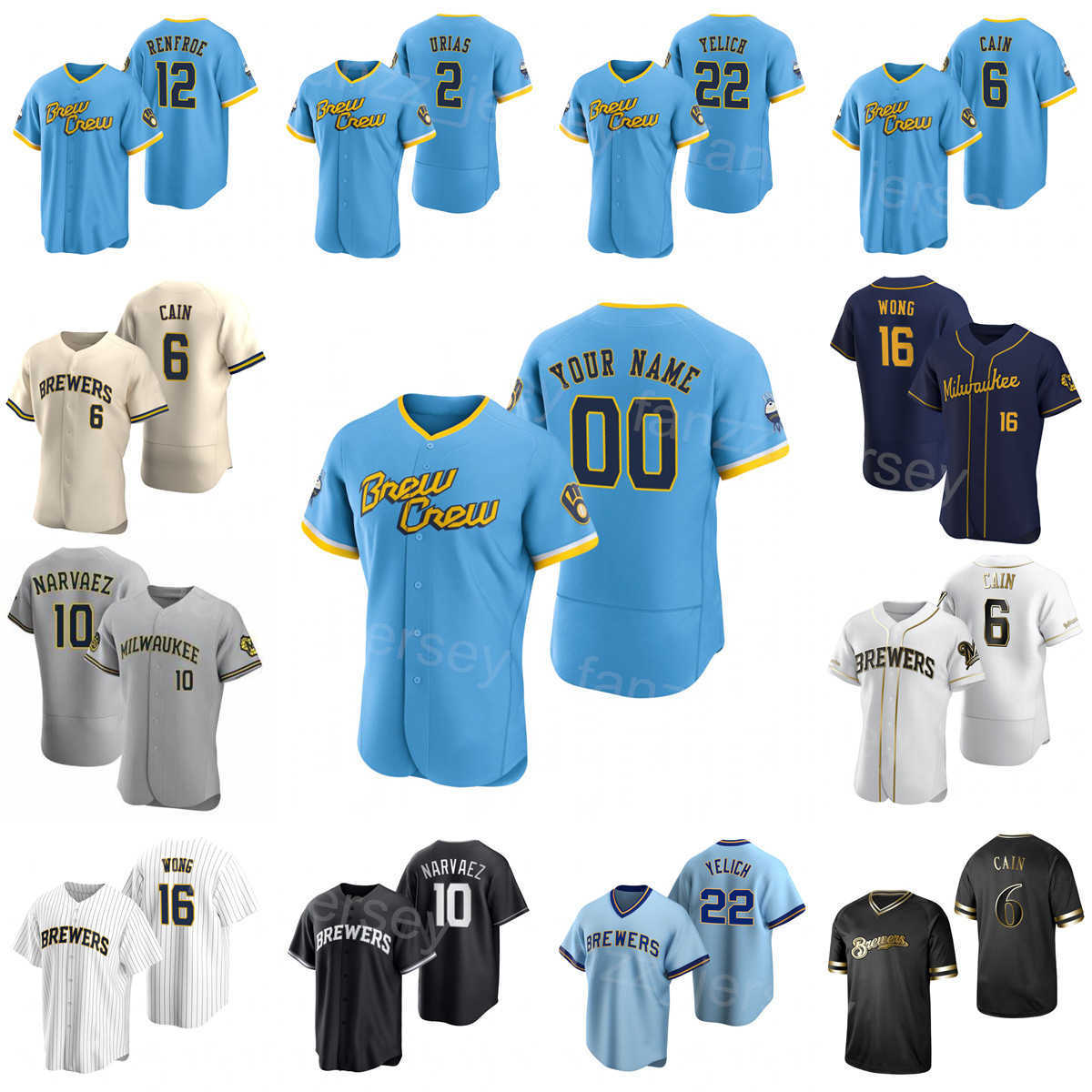 Man Woman Youth Baseball 2 Luis Urias Jersey Space City Connect 12 Hunter Renfroe 6 Lorenzo Cain 16 Kolten Wong Omar Narvaez 22 Christian Yelich Blue Grey Beige White, Flexbase
Man Woman Youth Baseball 2 Luis Urias Jersey Space City Connect 12 Hunter Renfroe 6 Lorenzo Cain 16 Kolten Wong Omar Narvaez 22 Christian Yelich Blue Grey Beige White, Flexbase