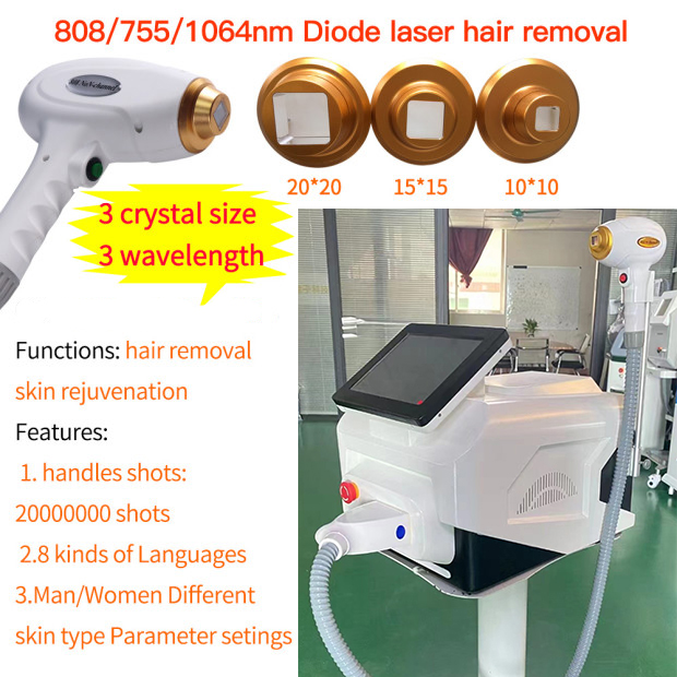 Diode Laser 755 808 1064 Triple Wavelength Permanent Alexandrite. Hair Removal Machine
Diode Laser 755 808 1064 Triple Wavelength Permanent Alexandrite. Hair Removal Machine