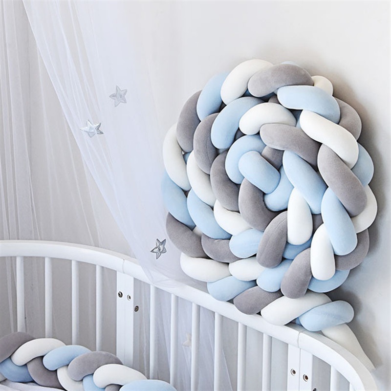 1M2M3M4M Baby Bed Bumper On the Crib Bedding Set for born Boy Girl Cot Protector Knot Braid Pillow Cushion Room Decor 220531