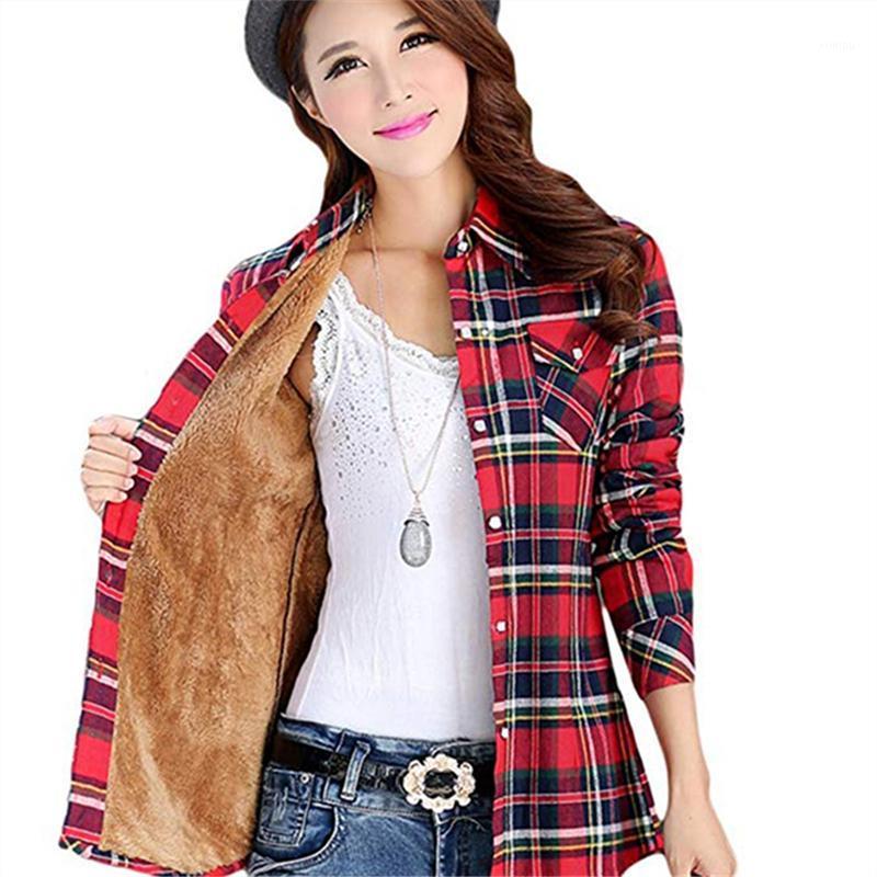 Women' Blouses & Shirts Women Tops And Plus Size Autumn Winter Warm Cotton Casual Long-sleeve Thick Velvet Plaid Shirt Flannel Clothes, Blue white blouse c3
Women' Blouses & Shirts Women Tops And Plus Size Autumn Winter Warm Cotton Casual Long-sleeve Thick Velvet Plaid Shirt Flannel Clothes, Blue white blouse c3