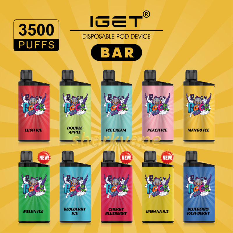Original IGET BAR Disposable Pod Device Kit E-cigarettes 3500 Puffs 12ml Prefilled Cartridge Battery Vape Stick Pen VS Authentic Igets King Mega Legend
Original IGET BAR Disposable Pod Device Kit E-cigarettes 3500 Puffs 12ml Prefilled Cartridge Battery Vape Stick Pen VS Authentic Igets King Mega Legend