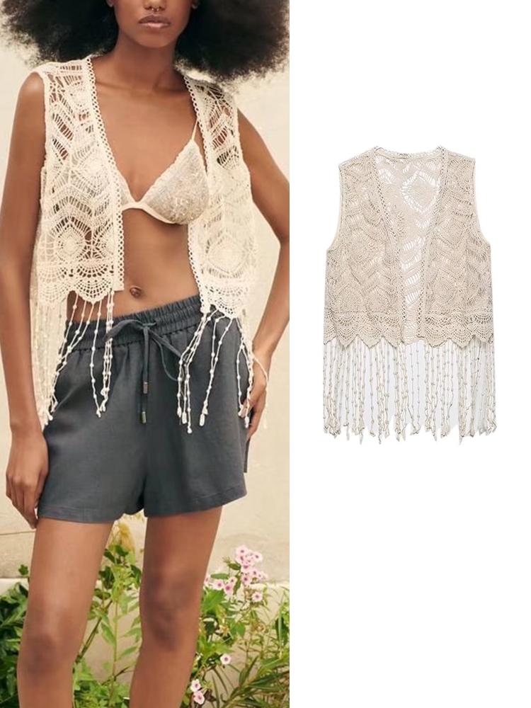 Women' Blouses & Shirts Tassel Crochet Women Vest 2022 Summer Hollow Out Open Stitch Tops V-neck Vintage Fashion Sleeveless TopsWomen
Women' Blouses & Shirts Tassel Crochet Women Vest 2022 Summer Hollow Out Open Stitch Tops V-neck Vintage Fashion Sleeveless TopsWomen