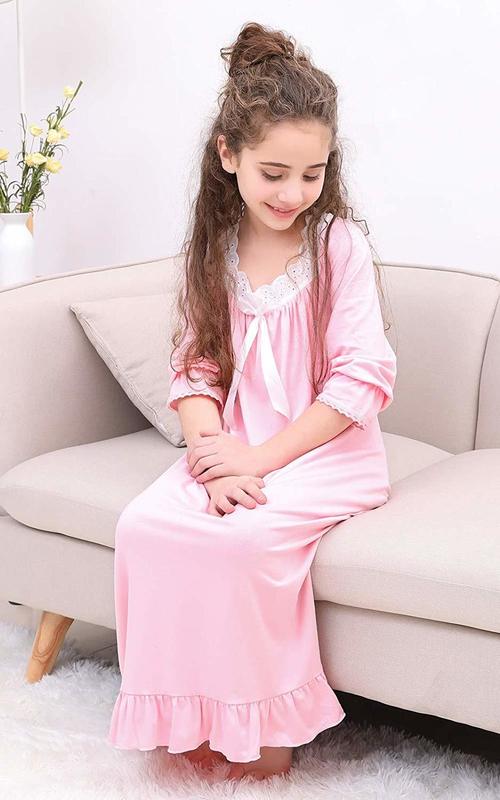 Baby Girl Clothes Princess Nightgown Long Sleeve Sleep Shirts Nightshirts Pajamas Christmas Dress Sleepwear kids for 3-12 Years 220426