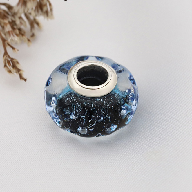 New Trendy 925 Sterling Silver Blue Murano Glass Ocean Mermaid Wine Beads For Jewelry Making Pendant Perfect For S925 Snake Charm Bracelet