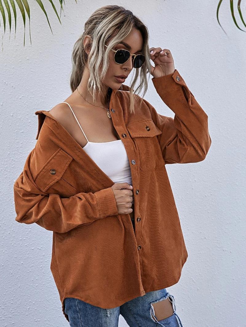 Women' Jackets 2022 Style Women Corduroy Shirt Jacket Adults Button-down Solid Color Long Sleeve Lapel Outerwear With Pockets, Black
Women' Jackets 2022 Style Women Corduroy Shirt Jacket Adults Button-down Solid Color Long Sleeve Lapel Outerwear With Pockets, Black
