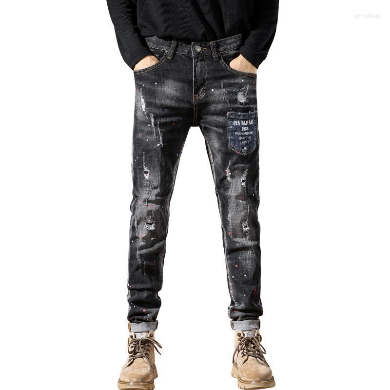 Men's Jeans Hip Hop Men Stretch Slim Fit Ripped Printed Painting Distressed Fashion Pockets Design Denim Trousers Moto & BikerMen's Bert, Black
Men's Jeans Hip Hop Men Stretch Slim Fit Ripped Printed Painting Distressed Fashion Pockets Design Denim Trousers Moto & BikerMen's Bert, Black