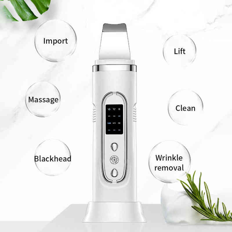 Face Care Devices Steamerultrasonic Skin Scrubber Replacement Ems Pulse Micro Peeling Shovel Pore Deep Cleaning Blackhead Remover Lifting 220225