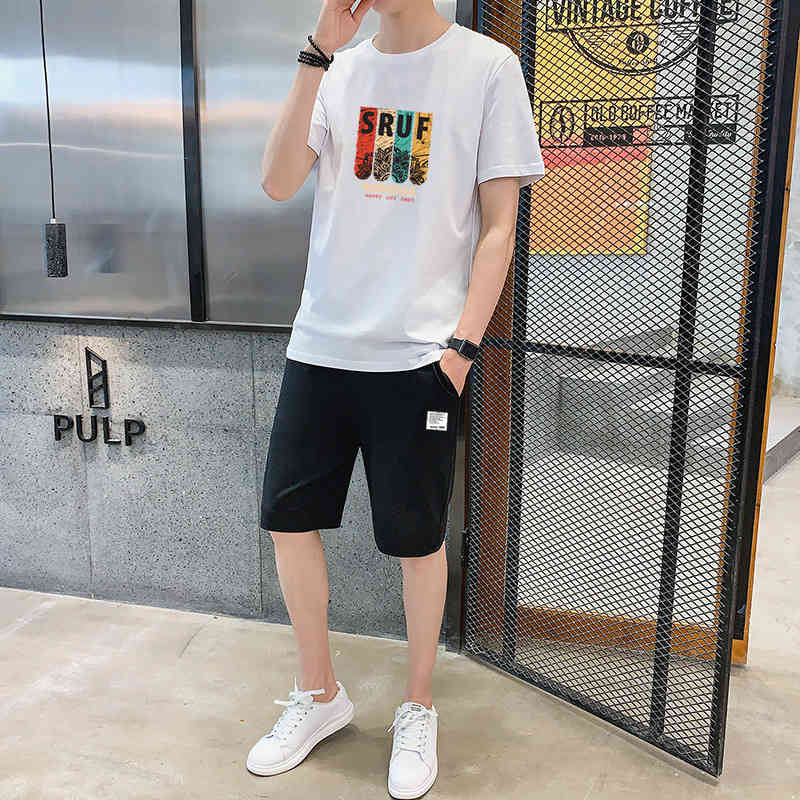 Cotton summer trend half clothes fashion brand loose short sleeve men's T-shirt, White
Cotton summer trend half clothes fashion brand loose short sleeve men's T-shirt, White