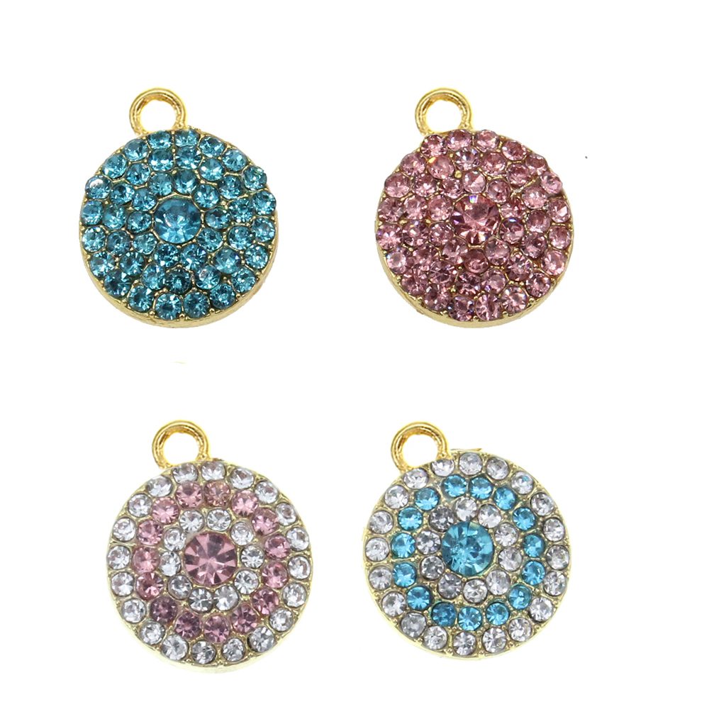 Cute Small DIY Craft Rhinestone Crystal Charms For Kids Cross Pacifier Bear Baby Stroller Evil Eye Shape Pendant Charm For Bracelet /Necklace