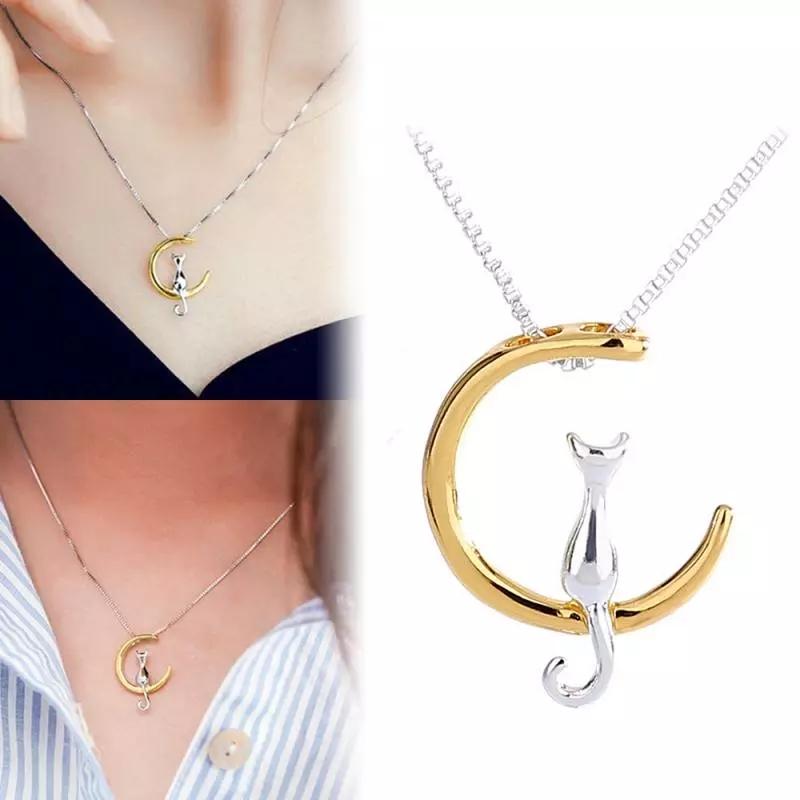 Chains Necklace Simple Temperament Cute Moon Cat Pendant Collarbone Chain Fashion All-Match Casual Women Charm Party Accessories
Chains Necklace Simple Temperament Cute Moon Cat Pendant Collarbone Chain Fashion All-Match Casual Women Charm Party Accessories