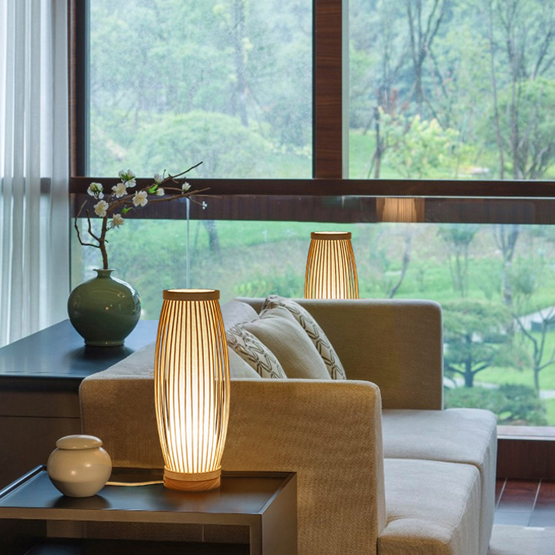 Elegant Desk Lights with Bamboo Finish - Perfect for Living Room and Bedroom Ambiance