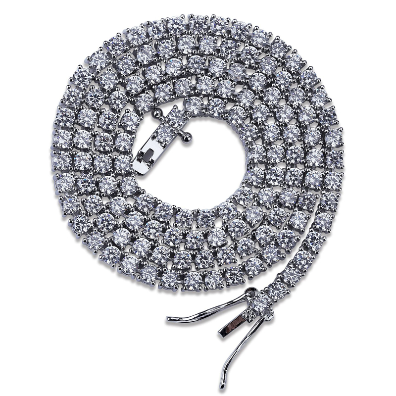 3 5mm Iced Out Tennis Necklaces AAA Cubic Zirconia Copper Dia Designer 1 Row Fashion Hip Hop Jewelry for Men Women Gold Sier Couples Love Bg Chains Gi
