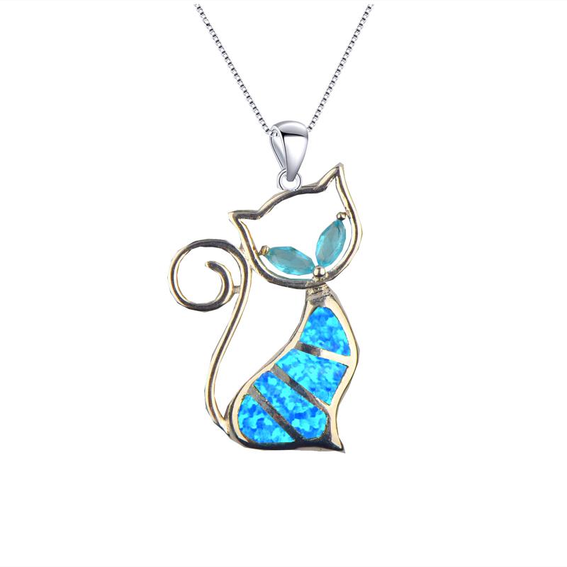 Pendant Necklaces Fine Blue Fire Opal Cute Kitten Pendants Cat Necklace For Women Girls Drop
Pendant Necklaces Fine Blue Fire Opal Cute Kitten Pendants Cat Necklace For Women Girls Drop
