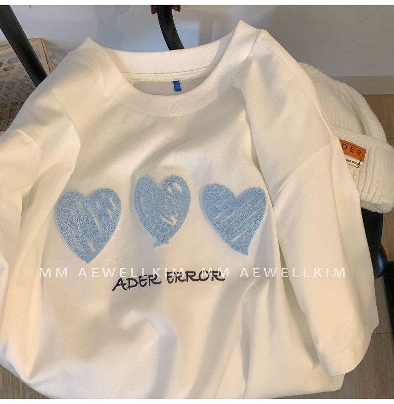 ADER ERROR Graffiti Flocking Heart-Shaped Embroidery Tees Men Women T-shirt Ader Error Cotton Short sleeve T Shirt 220608